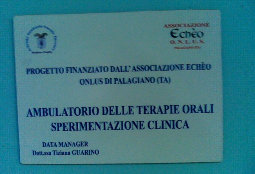 Ass. Echeo: ”  dal 1° novembre scorso è stato istituito il Laboratorio di Terapie Orali e Sperimentazioni Cliniche presso il Reparto di Oncologia dell’Ospedale di Castellaneta”