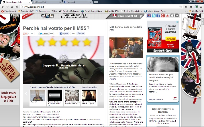 Commento cancellato sul blog di Beppe #Grillo. Il mio. Ecco le prove.