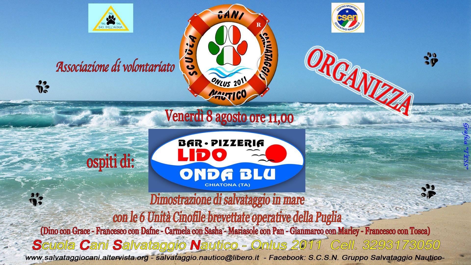 A Chiatona dimostrazione di salvataggio in mare con l’ausilio delle Unità Cinofile