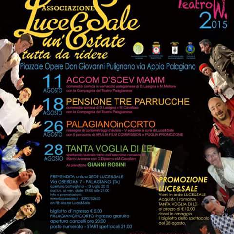 Programma Spettacoli Teatrali Luce & Sale Agosto 2015