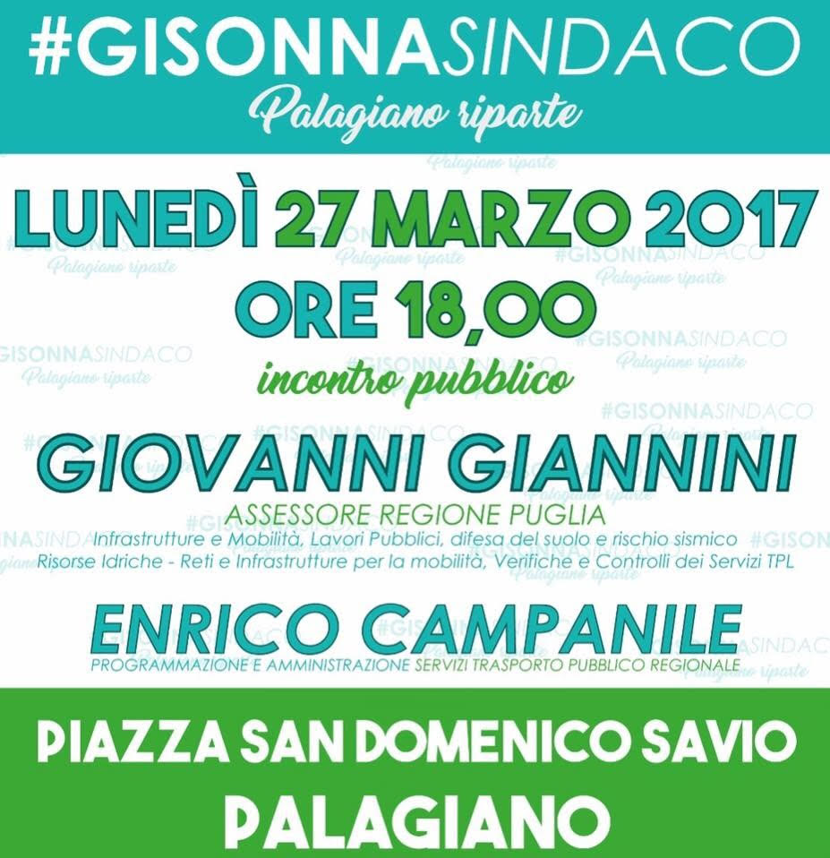 Lunedì 27 marzo il comitato Gisonna Sindaco  incontra  l’assessore regionale Giannini