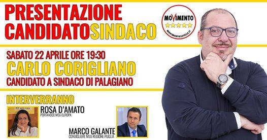 “Carlo Corigliano Candidato Sindaco M5S e gli attivisti sono pronti a partire”.