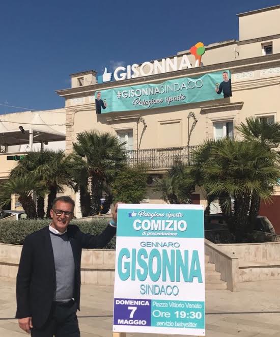 Palagiano domenica 7 maggio comizio Gisonna Sindaco