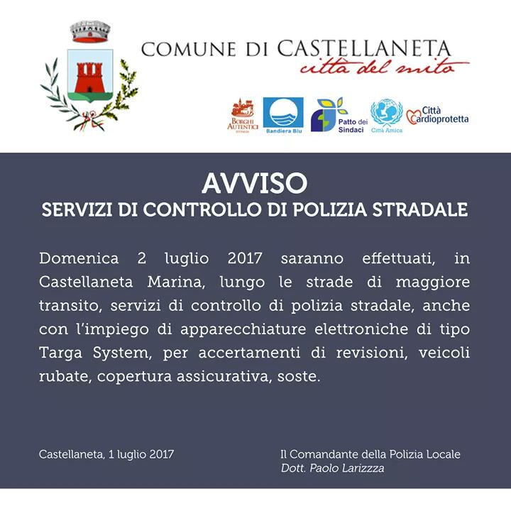 A Castellaneta Marina Servizio di Controllo Polizia Stradale