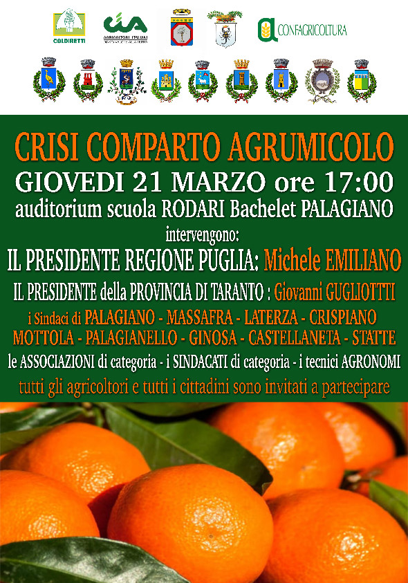 NUOVO MARCHIO DI QUALITÀ DEL CLEMENTINE: presentazione lavori a Palagiano.